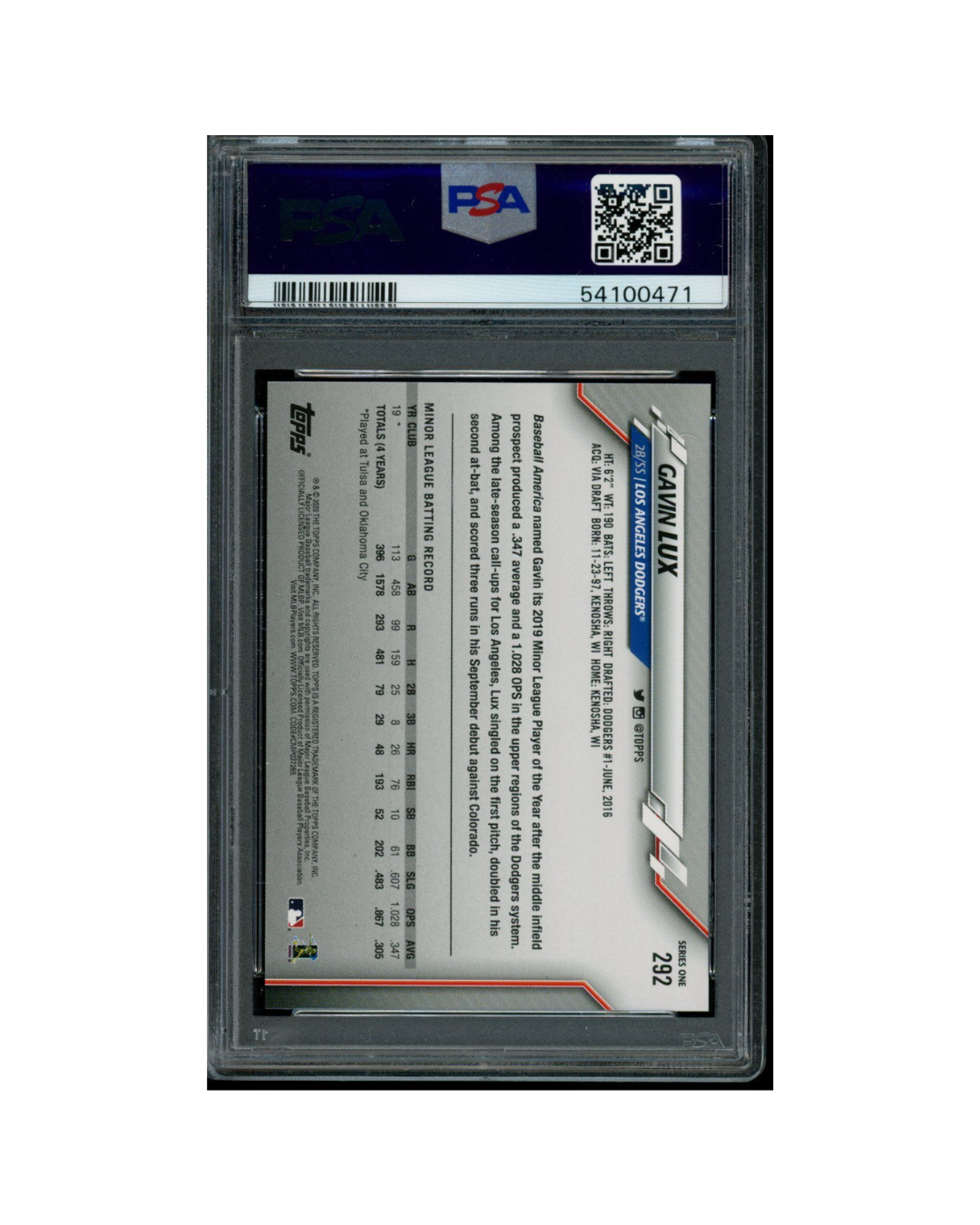 Tarjeta Gavin Lux - Grado 10