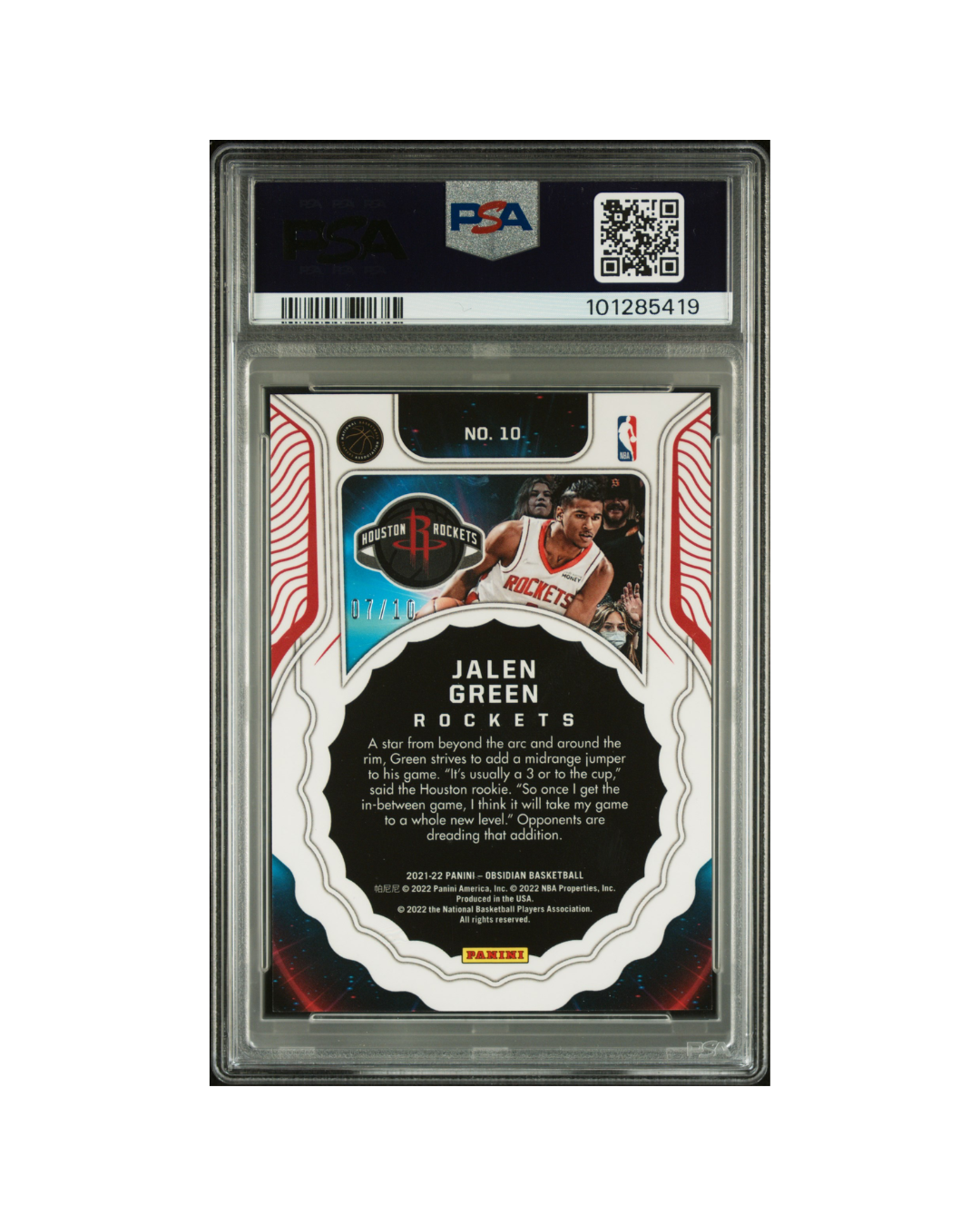 Tarjeta Jalen Green Obsidian SUpernova #10 - Grado 9