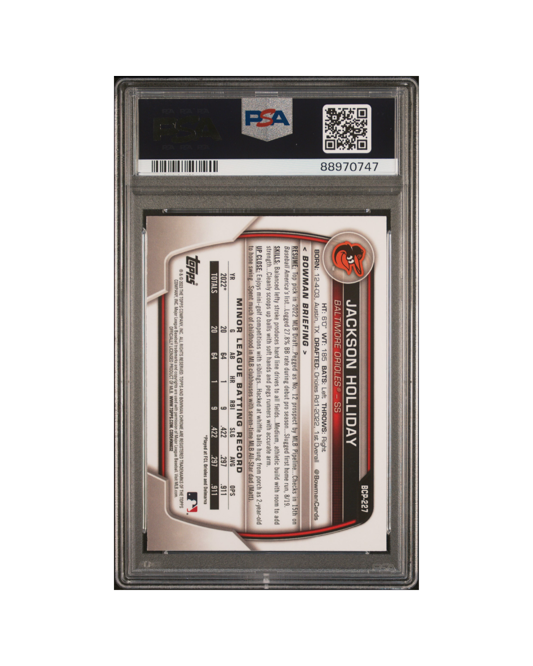 Tarjeta Jackson Holliday - Grado 10