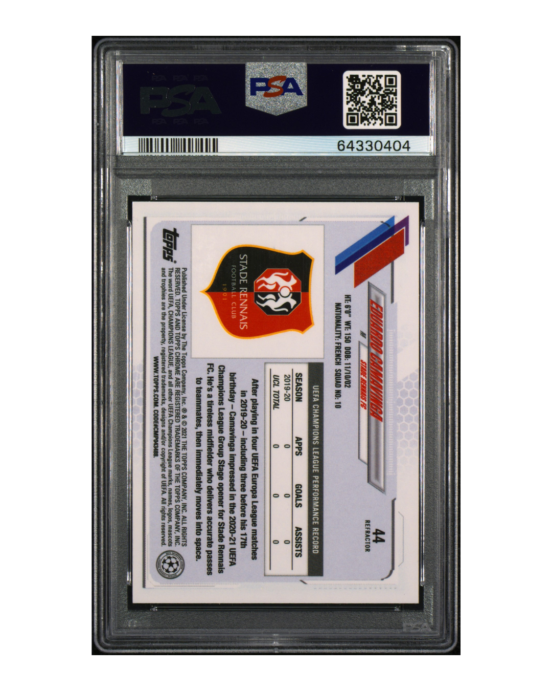 Tarjeta Eduardo Camavinga - Grado 10