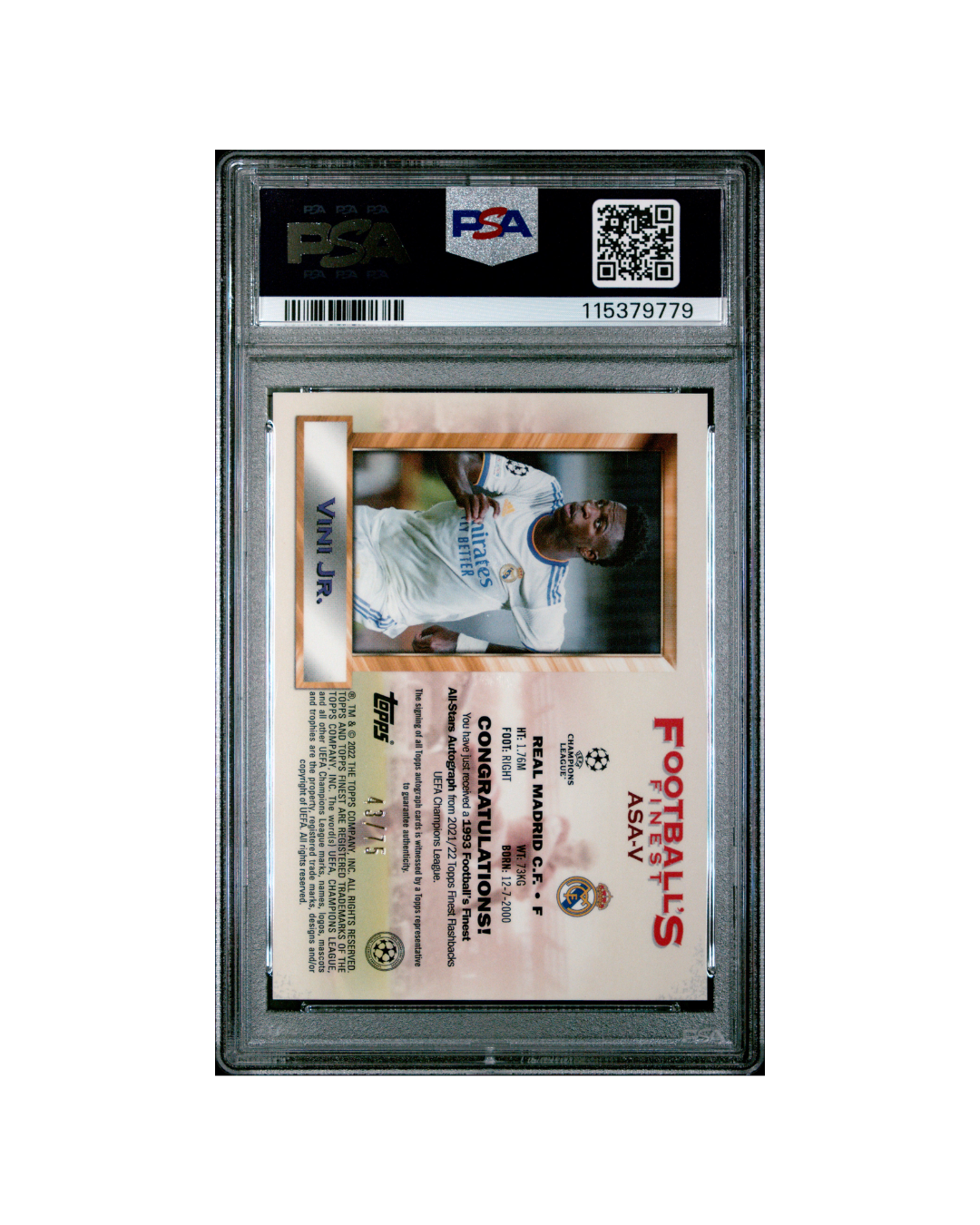 Tarjeta Vinicious Jr. - Grado 10