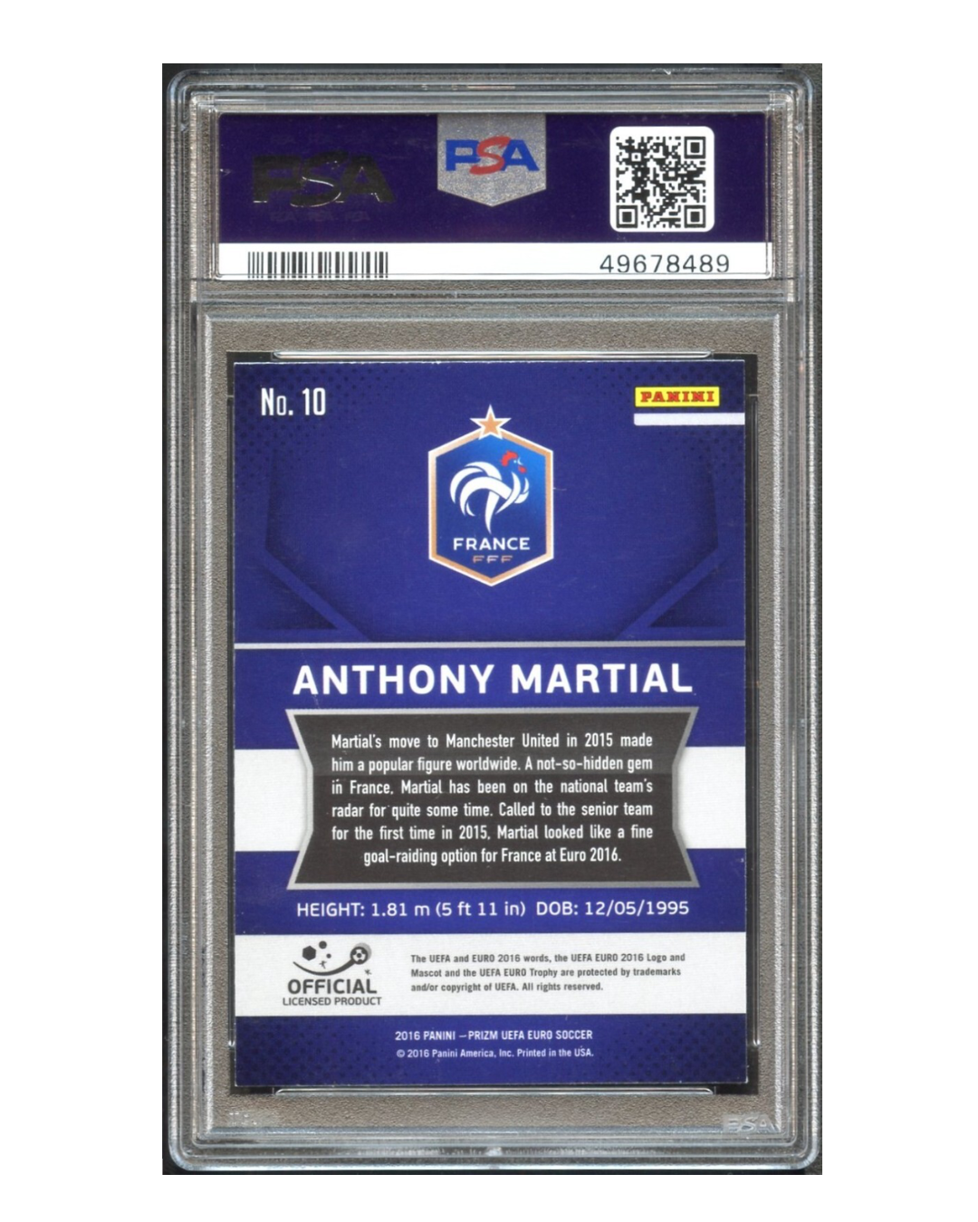 Tarjeta Anthony Martial - Grado 10